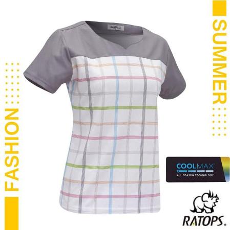 【瑞多仕-RATOPS】女款 COOLMAX 輕量透氣短袖格紋印花衫/DB1764 灰色/粉色/藍色/綠色✿30E010